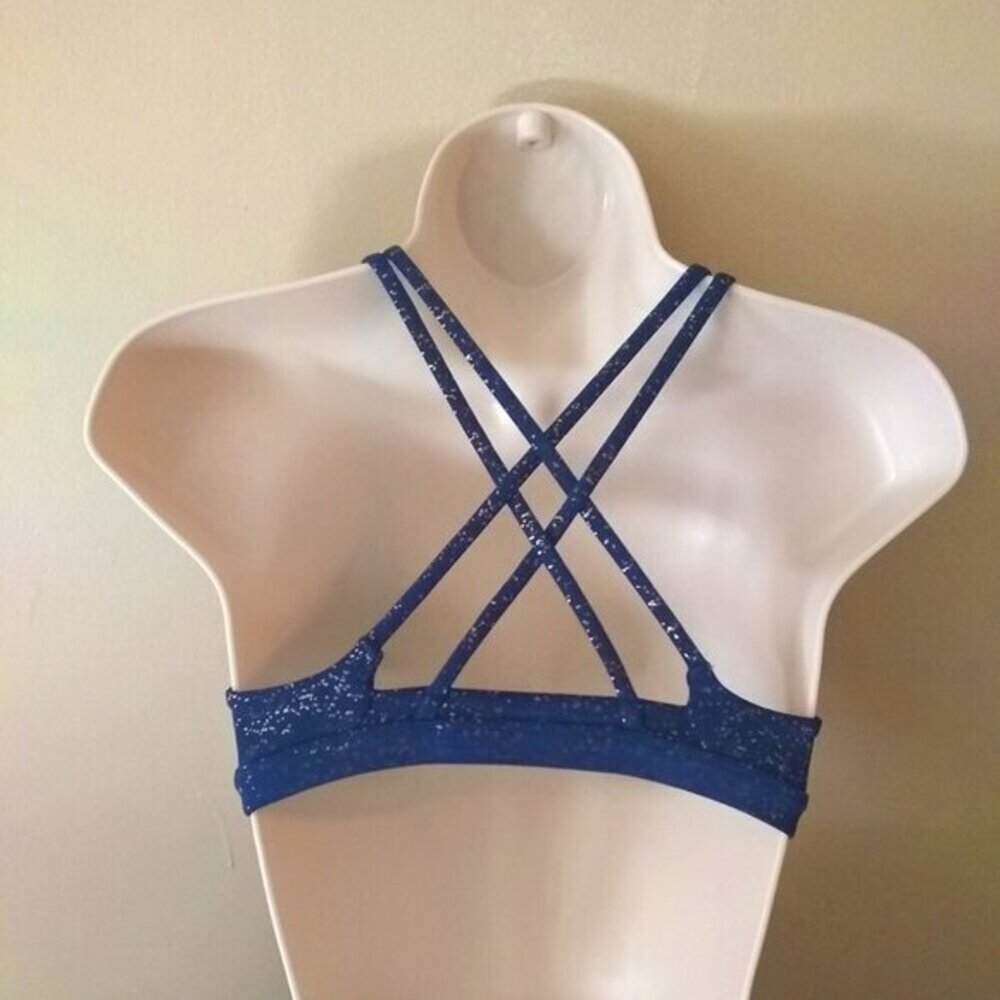 NEW!!! Hurley Woman's Max Luster Surf Bikini Top XS ~ Dark Blue w. Silver ~ $65 - Picture 2 of 15